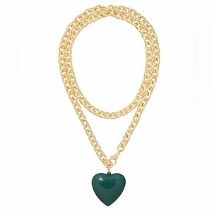 Roxanne Assoulin The Puffy Heart Necklace in Green *NEW*